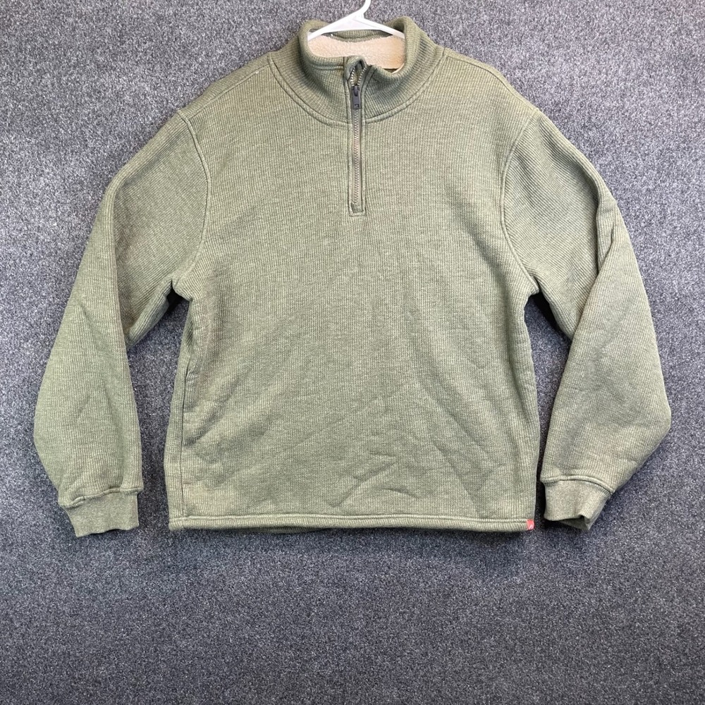 The American Outdoorsman Sherpa Lined Ribbed Quarter Zip Pullover Men's M Green